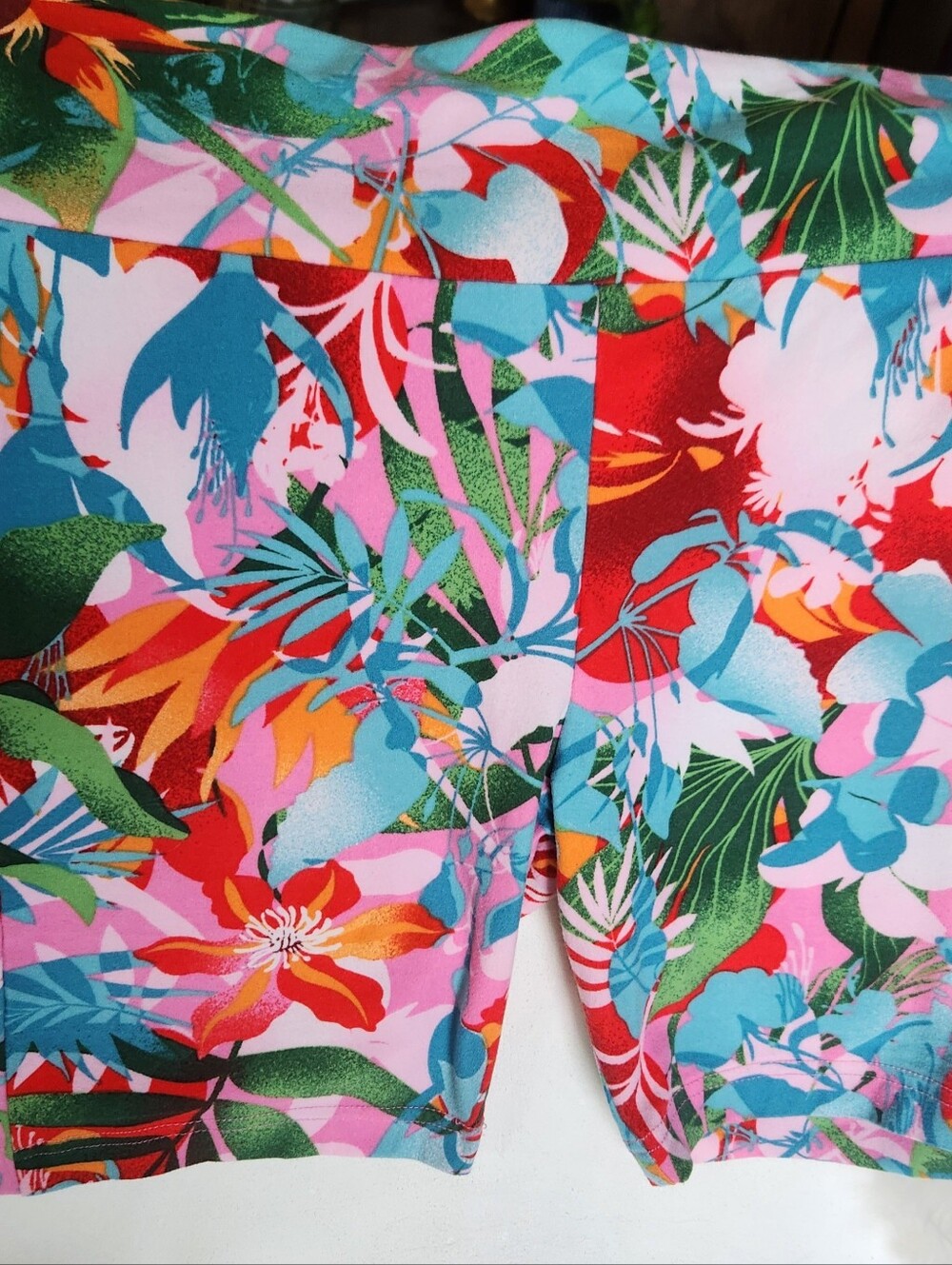 No Boundaries Tropical Floral Bike Shorts - Pink, Teal, Red